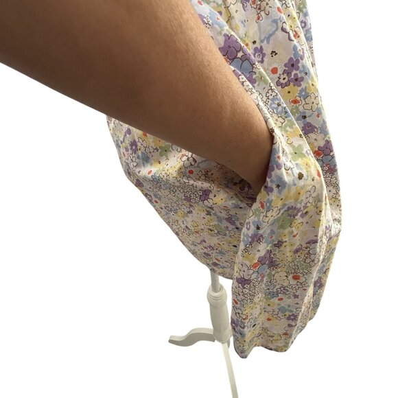 Levis Womens L Floral Smocked Mini Dress With Puff Sleeves & Pockets Coquette - Picture 4 of 9